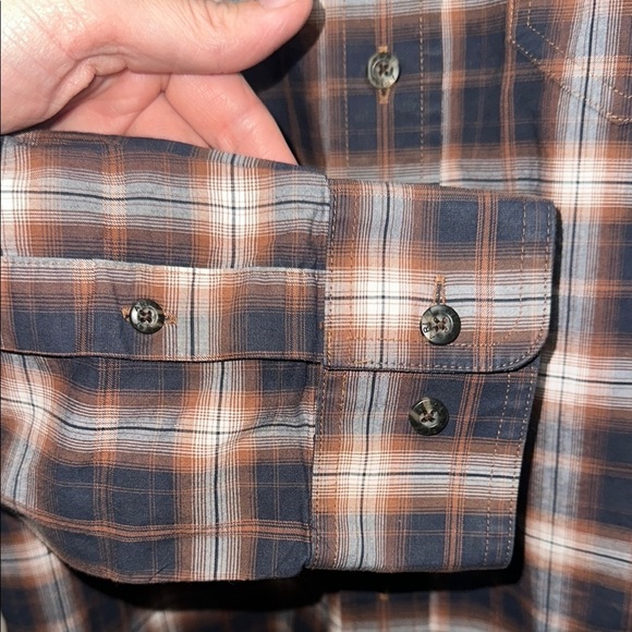 Cinch Casual Button Down Shirt Brown and Blue - Picture 4 of 5